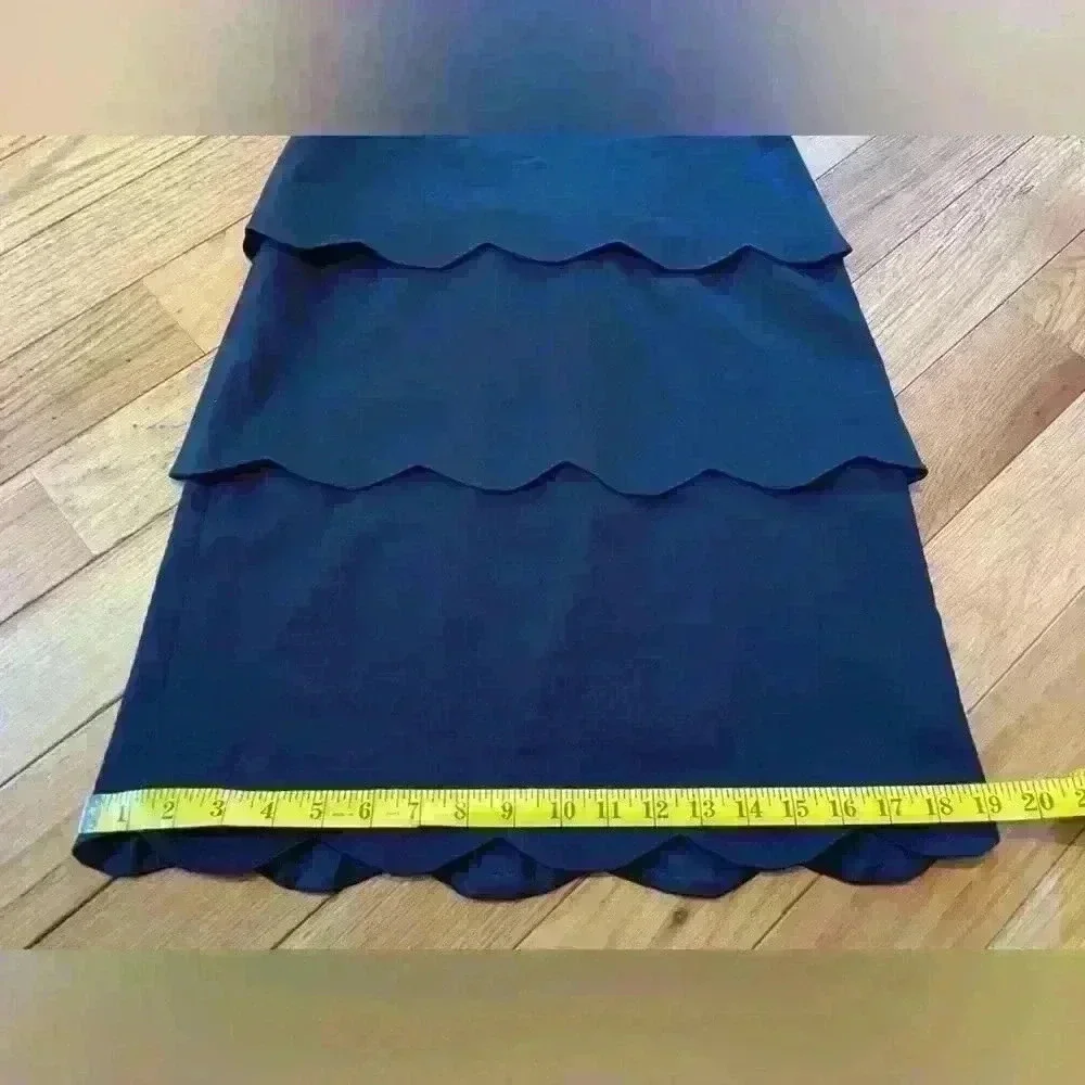 J Mclaughlin Navy Blue Scallop Hem Tiered Sleeveless Sheath Dress Women’s Size 4 - Picture 6 of 14